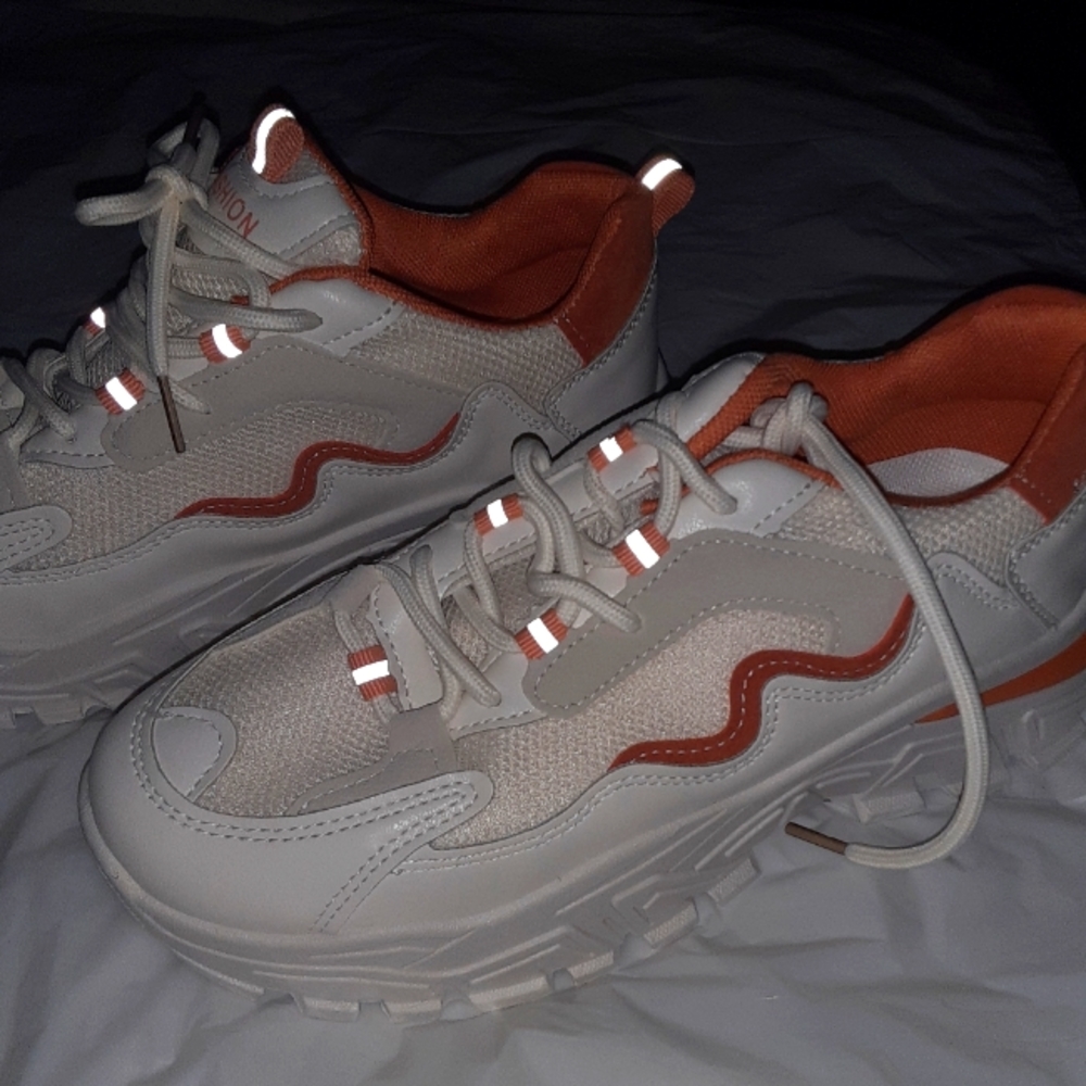 White & Pink Romwe Sneakers